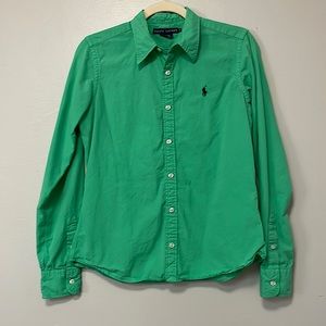 Green button down Ralph Lauren shirt. Long sleeve. Sz 8